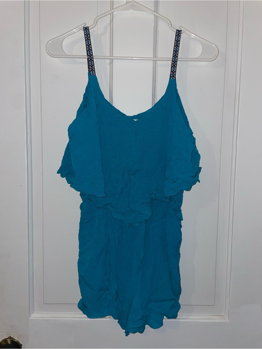 Persaya Teal V-Neck Knit Romper with short. Size M - #26